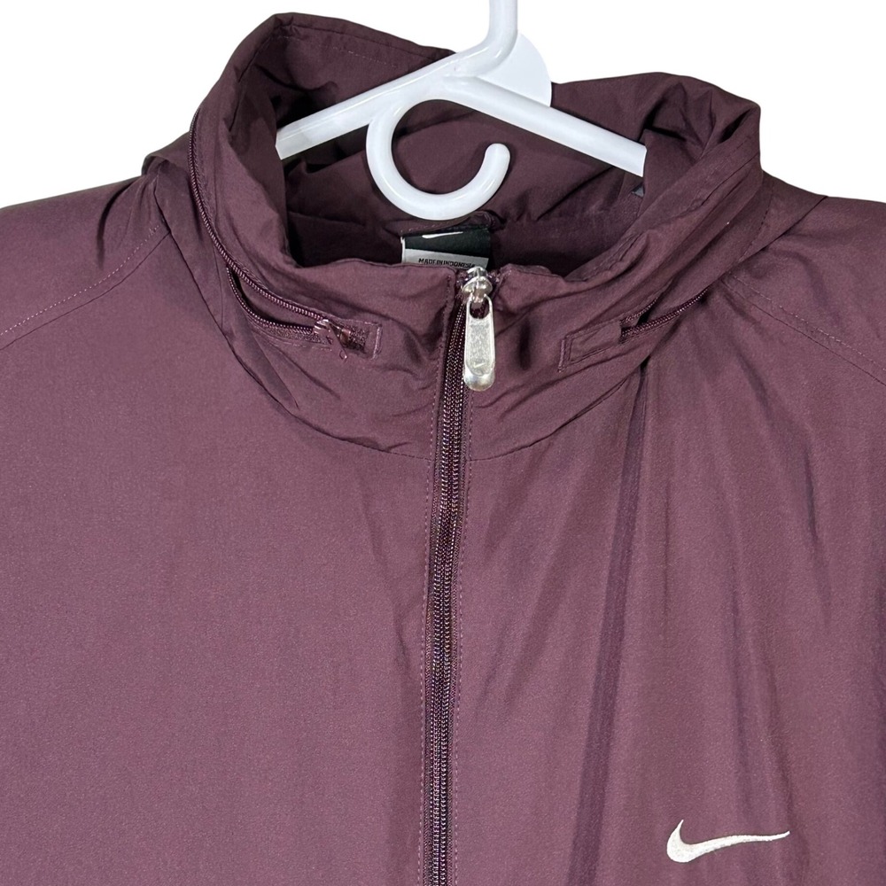 Vintage Nike Men's Windbreaker Jacket Burgundy Grey Color Block Full Zip 2XL EUC